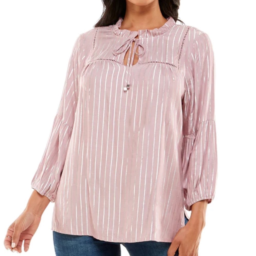 Rayón AV dust pink pullover blouse